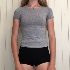 gray athletic shirt